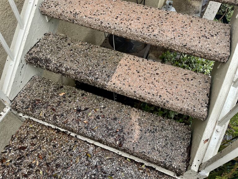 Outdoor Stairs Pressure Washing Before and After - OC Home Services