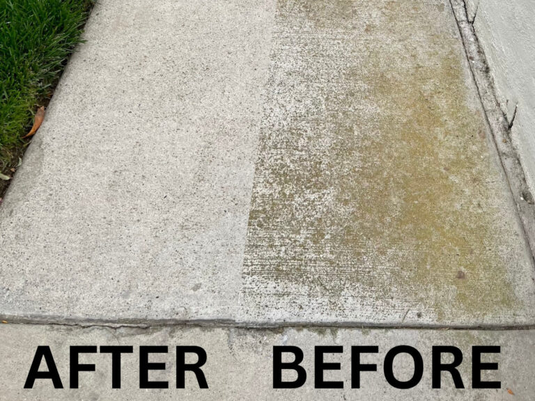 Sidewalk Pressure Washing Close-up Before and After - OC Home Services